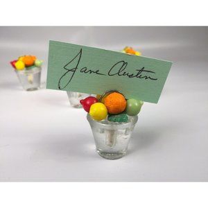 6 - ART DECO CZECH ART GLASS BEADED FRUIT POT‎ PLACE CARD HOLDERS